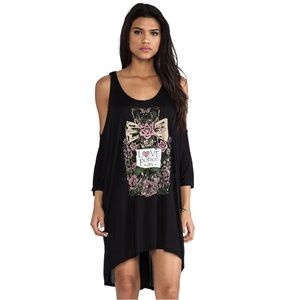 Lauren Moshi Black High Low Dress with Floral Graphic